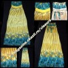 Rochie Lunga Vara Bumbac Galben Turcoaz Buline Dungi Bust Evidentiat Valentino Universala Plaja Ocazie Speciala