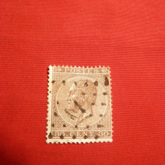 Timbru 30 C brun 1865 Leopold I , Belgia 1val.stamp.