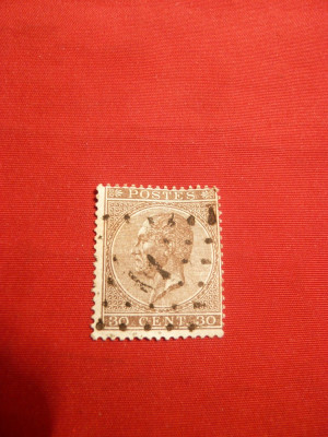 Timbru 30 C brun 1865 Leopold I , Belgia 1val.stamp. foto