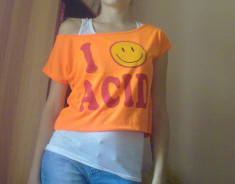 Compleu tricou scurt larg neon+ maieu alb! foto