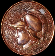 AuX: Medalie veche din bronz HOTEL &amp;quot;Athene Palace&amp;quot;, Bucuresti - fondat in 1914, se vinde la pret final! foto