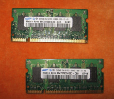 KIT MEMORII LAPTOP SAMSUNG 2x512MB DDR2 PC2-5300 667 IMPECABIL TESTAT MADE IN KOREA foto