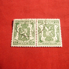 Tete-Beche 35C 1936 Belgia ,verde , stamp.