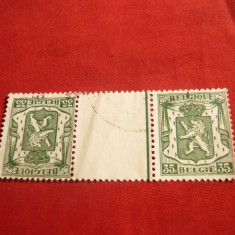 Tete-Beche 35C cu punte 1936 Belgia ,verde , stamp.