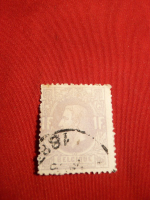 Timbru 1 Fr.violet 1869 ,Leopold I Belgia, stamp. foto