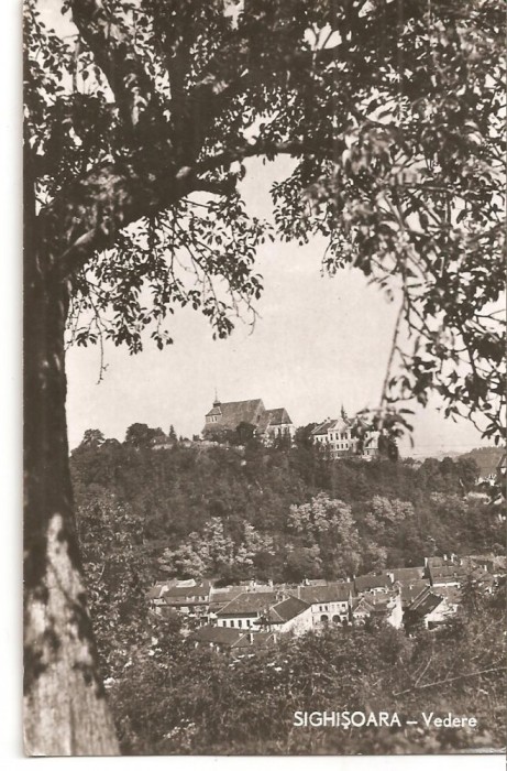 CPI (B912) SIGHISOARA - VEDERE, CPCS, ILUSTRATA CIRCULATA, 1958, STAMPILE