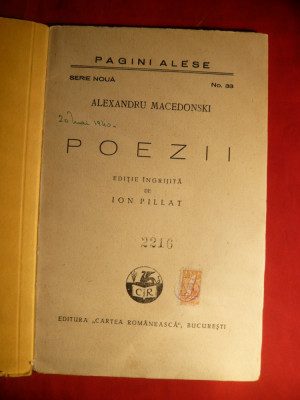 Al. Macedonski - Poezii -Ed.1939 ingrij. pe I.Pillat foto