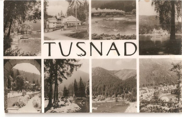 CPI (B885) TUSNAD MOZAIC DIN 8 PIESE, EDITURA MERIDIANE, CPCS, ILUSTRATA CIRCULATA, 1963, STAMPILE, TIMBRU FILATELIC