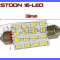 BEC AUTO LED LEDURI - SOFIT FESTOON C5W - 39 mm 16 SMD - ILUMINARE PLAFONIERA, NUMAR - CULOARE ALB XENON 6000K