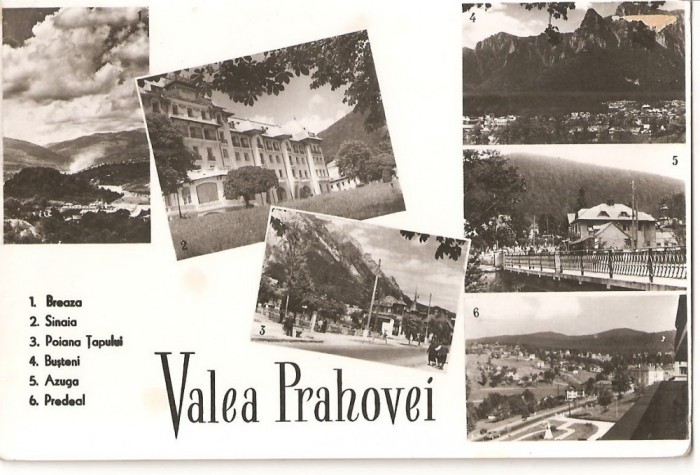 CPI (B852) VALEA PRAHOVEI - MOZAIC DIN 6 PIESE, CPCS, ILUSTRATA CIRCULATA, 1960, STAMPILE