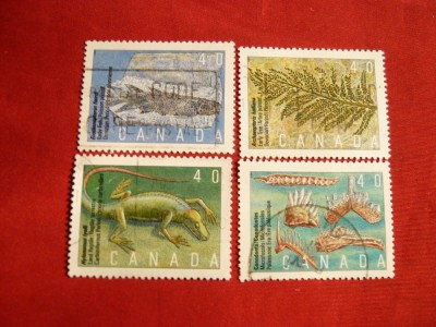 Serie Animale Preistorice 1990 Canada , 4 val. stamp. foto