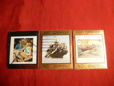 3 Serii Arta Canadiana 1996 Canada ,1x3 val.stamp. foto