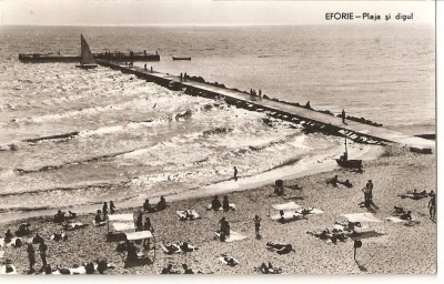CPI (B824) EFORIE - PLAJA SI DIGUL, CPCS, ILUSTRATA CIRCULATA, 1960, STAMPILE, TIMBRU FILATELIC foto