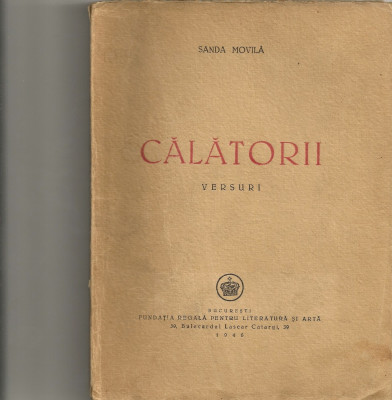 Sanda Movila - Calatorii - versuri - 1946 foto