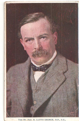 CPI (B1017) D. LLOYD GEORGE, ILUSTRATA IMPRIMATA IN UK, CIRCULATA SUA-ROMANIA, 1920, STAMPILA, TIMBRU foto