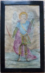 Sf. Arhanghel Mihail - semnat cu caractere chirilice Saveta Nedici 1909 foto