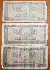Bancnote 10 lei 1966 ( 3 bancnote ) foto