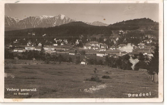 CPI (B1012) PREDEAL - VEDERE GENERALA CU BUCEGII, ILUSTRATA CIRCULATA, 1933, STAMPILA, TIMBRU; BUCEGI