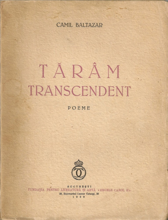 Camil Baltazar - Taram transcendent - poeme - 1939