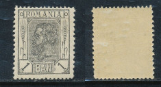 ROMANIA 1900 Spic de Grau 1 Ban neuzat eroare tipar cartus defect val. nominala foto