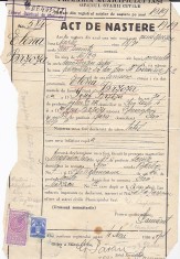 Act certificat de nastere 1938 Iasi foto