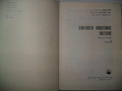 Constructii Hidrotehnice Subterane Vol.2 - M. Bala Gh. Popa M.ion foto
