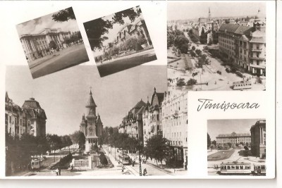 CPI (B964) TIMISOARA, MOZAIC DIN 5 PIESE , EDITURA MERIDIANE, CPCS, ILUSTRATA CIRCULATA, 1960, STAMPILE, TIMBRU foto