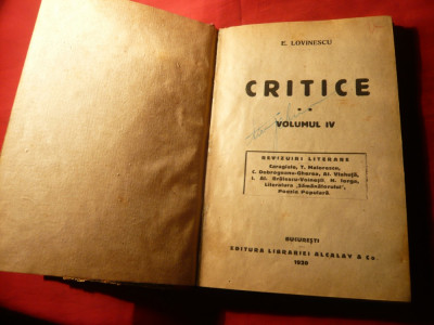 E. Lovinescu- Critice vol IV - Ed. IIa 1920 foto