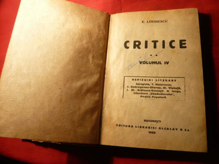 E. Lovinescu- Critice vol IV - Ed. IIa 1920