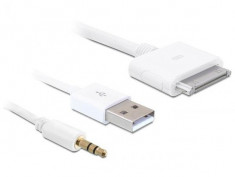 Cablu pentru IPhone / IPod la USB 2.0 + Audio 3.5mm Cinch 1 m alb - 83142 foto