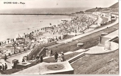 CPI (B928) EFORIE - SUD - PLAJA, EDITURA MERIDIANE, CPCS, ILUSTRATA CIRCULATA, 1963, STAMPILE, TIMBRU FILATELIC foto