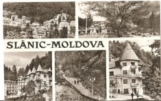 CPI (B931) SLANIC - MOLDOVA, MOZAIC DIN 5 PIESE, EDITURA MERIDIANE, CPCS, ILUSTRATA CIRCULATA, 1969, STAMPILE, TIMBRU
