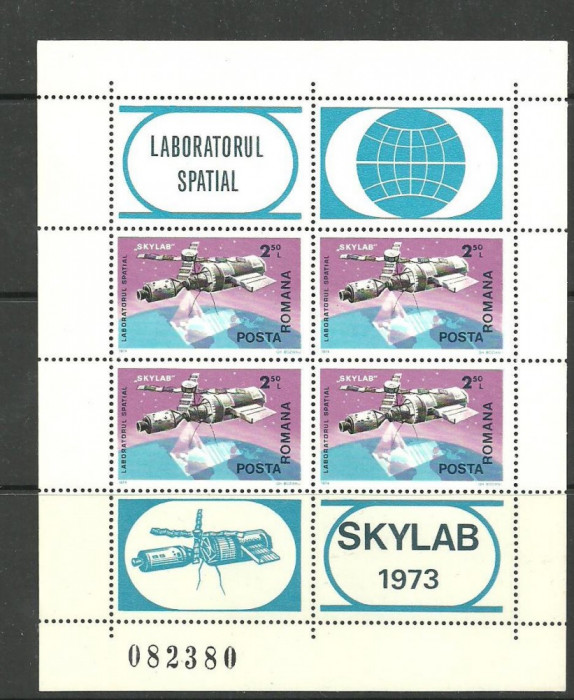 Romania 1974 - COSMOS SKYLAB, BLOC DE 4 nestampilat, Z14