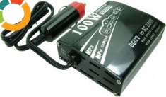 Invertor de tensiune, 12 V -&amp;amp;amp;amp;amp;gt; 220 V, 100 W + 5 V (pe USB)/1056 foto