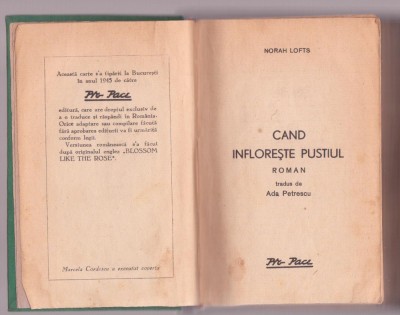 Norah Lofts - Cand infloreste pustiul - 1945 foto