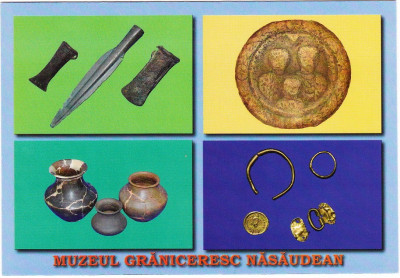 Muzeul Graniceresc Nasaud,topoare bronz,vase celtice,podoabe de aur,stela romana,ilustrata necirculata. foto