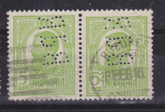 TIMBRE ROMANIA, pereche 5B verde deschis Carol I, tipografiat, perforat, stampilat, RO 240 foto