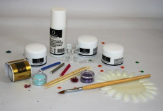 KIT ACRIL - INCEPATORI - kit unghii false cu acryl, praf acrilic, lichid acrilic, pensula, sclipici, sablaone, fimo - TOATE PRODUSELE SUNT NOI! foto