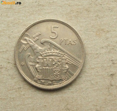 MONEDA 5 PESETAS SPANIA 1957 foto