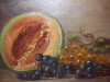 Natura statica cu fructe tablou vechi in ulei pe panza semnat, Realism