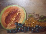 Natura statica cu fructe tablou vechi in ulei pe panza semnat Gara, Realism