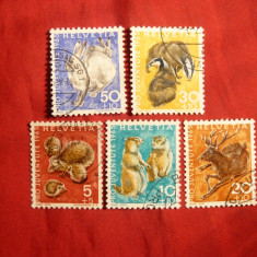 Serie Fauna 1965 Elvetia ,5 val.stamp.