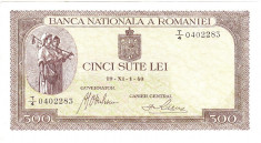 1.Bancnota 500 lei 19 XI 1940,UNC. filigran VERTICAL foto