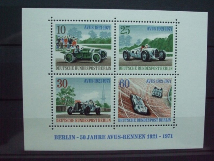 Germania 1971 (BERLIN) - AUTOMOBILE DE EPOCA, bloc nestampilat, D16