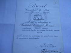 Brevet RSR Medalia &amp;quot;A 50-a aniversare a PCR&amp;quot; Braila (Ilie I. Lupascu) foto