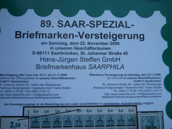 Catalog special SAAR- Special Germania. ( timbrei, carti postale, stampile, etc)