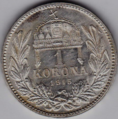 5) Ungaria Austria1 KORONA/KRONE/COROANA argint 1915 UNC,patina frumoasa foto