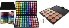 paleta de farduri profesionale 120 Nr.2 culori farduri sidefate si mate, paleta de machiaj + 15 nuante corectoare, camuflaj foto