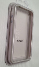 BUMPER SILICON IPHONE 4 SAU 4S CU MARGINI GRI GREY SI MIJLOC ALB 16GB 32GB foto