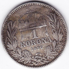 4) Ungaria Austria 1 KORONA/KRONE/COROANA argint 1896 ceva mai RARA foto